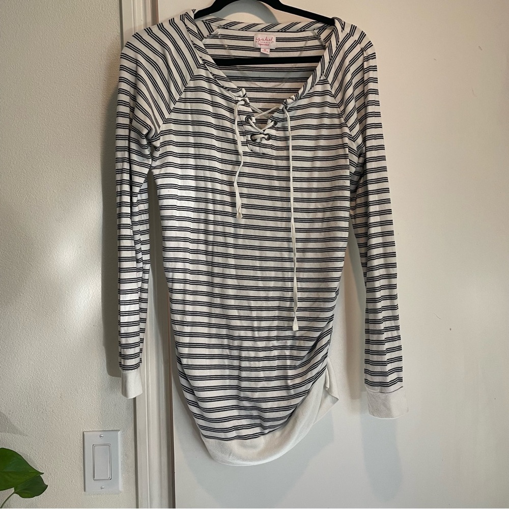 Maternity cream striped sweater